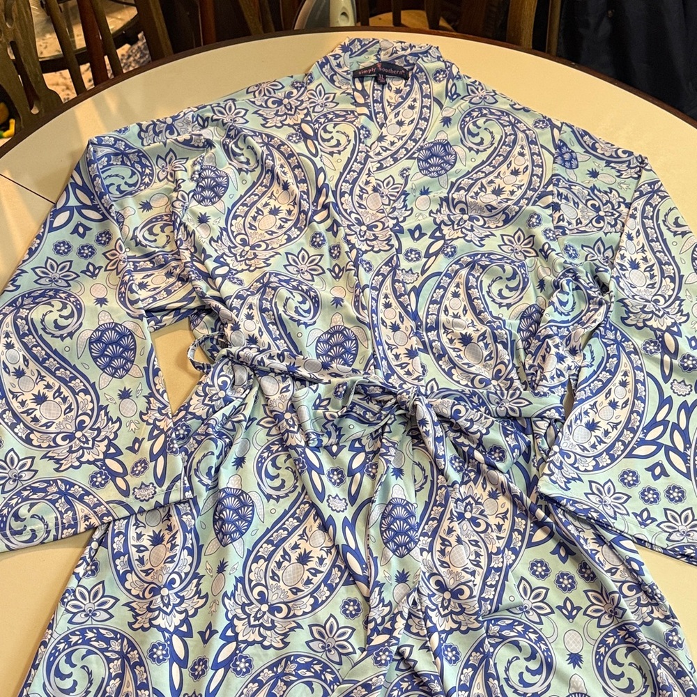 Simply Southern Blue and White Paisley Robe